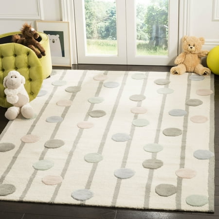 SAFAVIEH Kids Confetti Wool Area Rug, Ivory/Multi, 5' x 7'