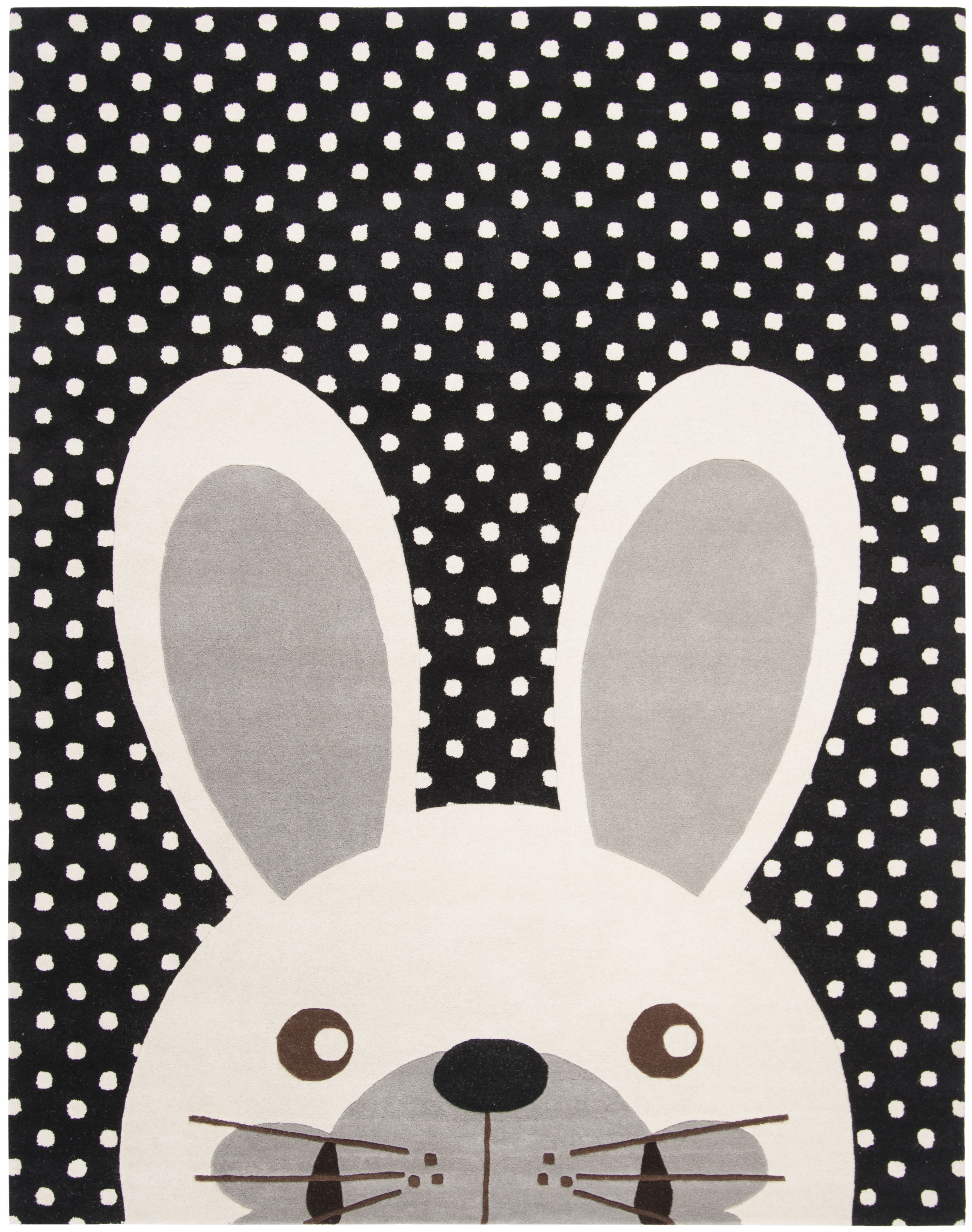 SAFAVIEH Kids Constantine Bunny Wool Area Rug, Black/Ivory, 6' x 9'