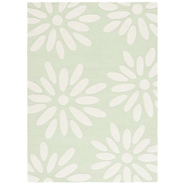 SAFAVIEH Kids Daisy Flowers Wool Area Rug, Sage/Ivory, 4' x 6'