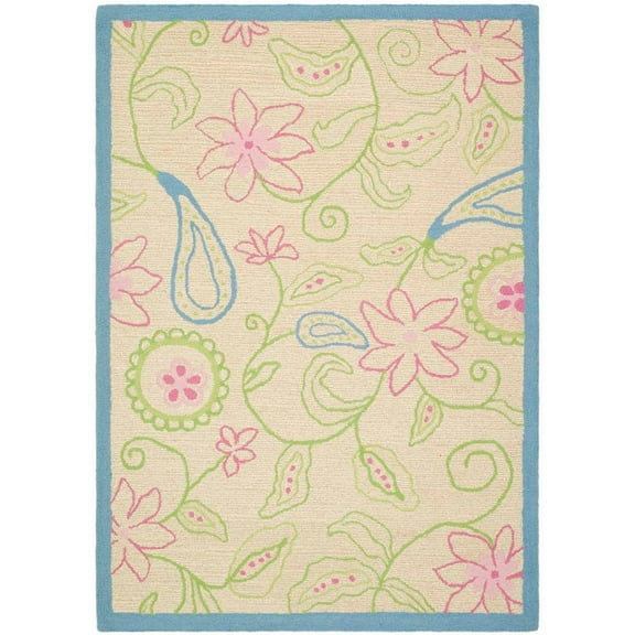SAFAVIEH Kids Deandre Floral Area Rug, Ivory/Blue, 4' x 6'