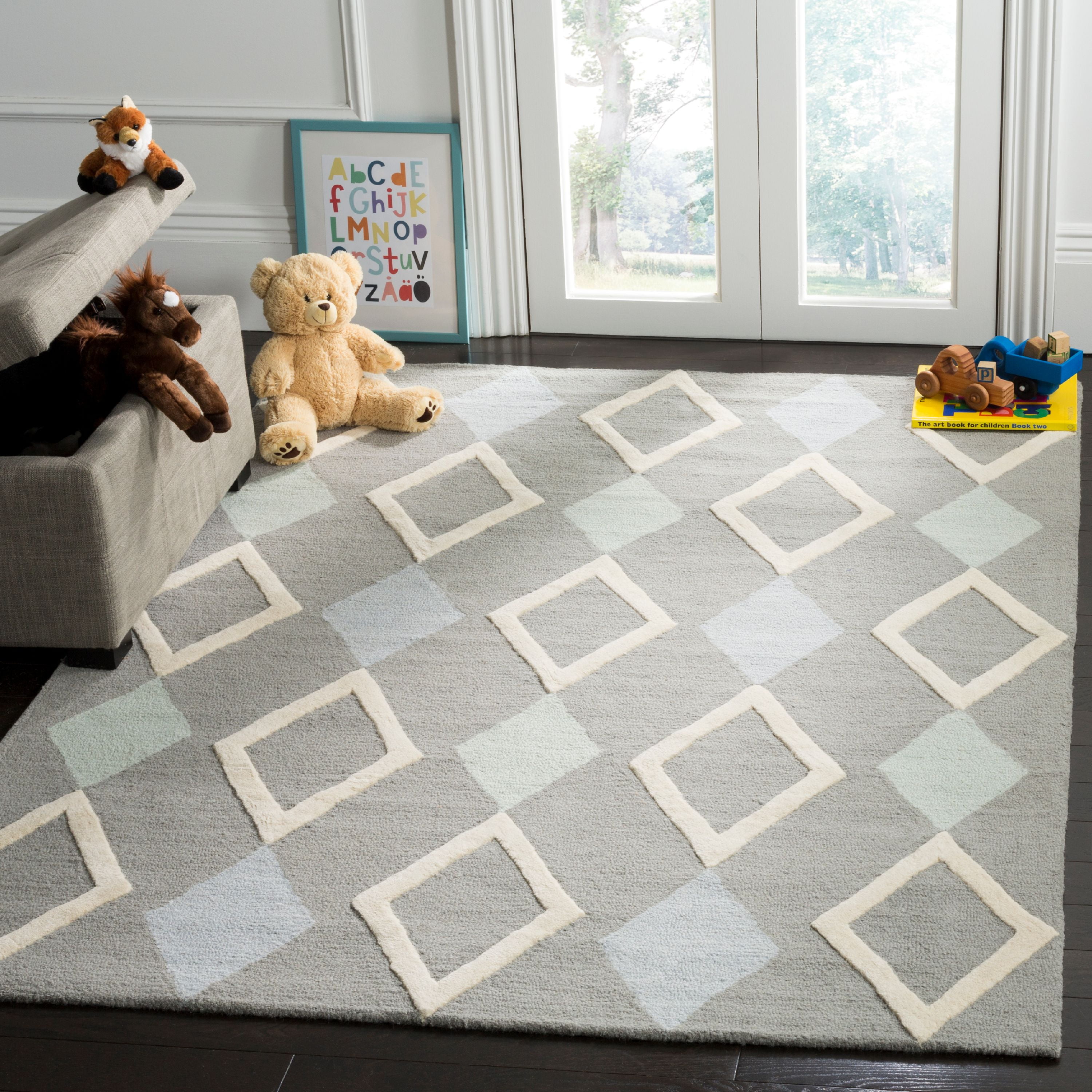 SAFAVIEH Kids Diamonds Wool Area Rug, Grey/Multi, 4' x 6' - Walmart.com