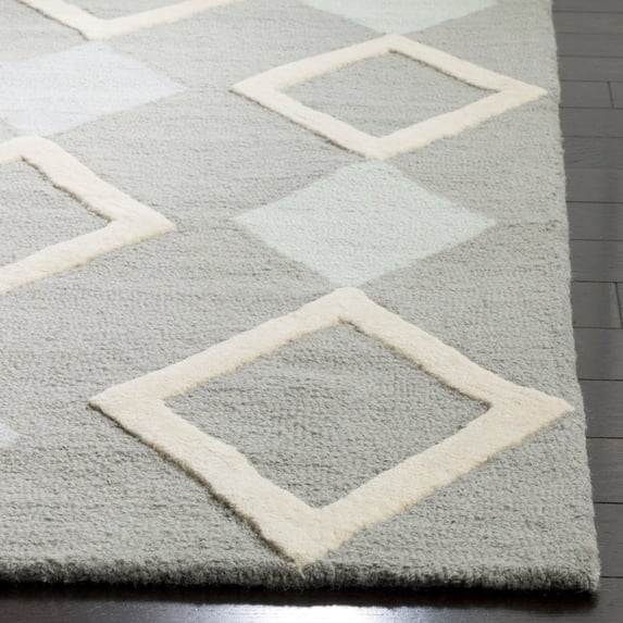 SAFAVIEH Kids Diamonds Wool Area Rug, Grey/Multi, 5' x 5' Square