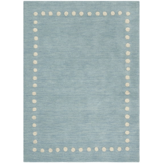 SAFAVIEH Kids Dotted Border Area Rug, Blue/Ivory, 2' x 3'