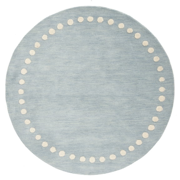 SAFAVIEH Kids Dotted Border Area Rug, Blue/Ivory, 3' x 3' Round