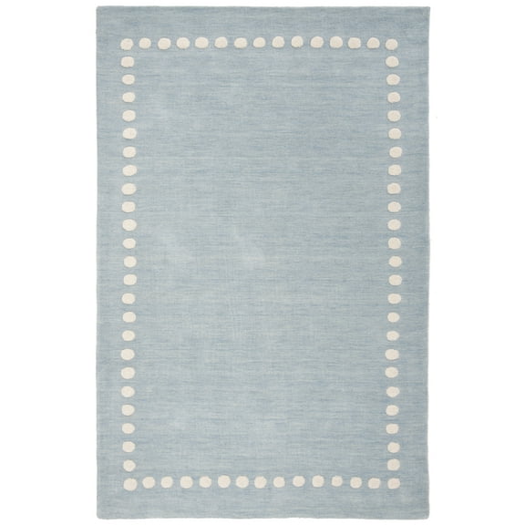 SAFAVIEH Kids Dotted Border Area Rug, Blue/Ivory, 9' x 12'