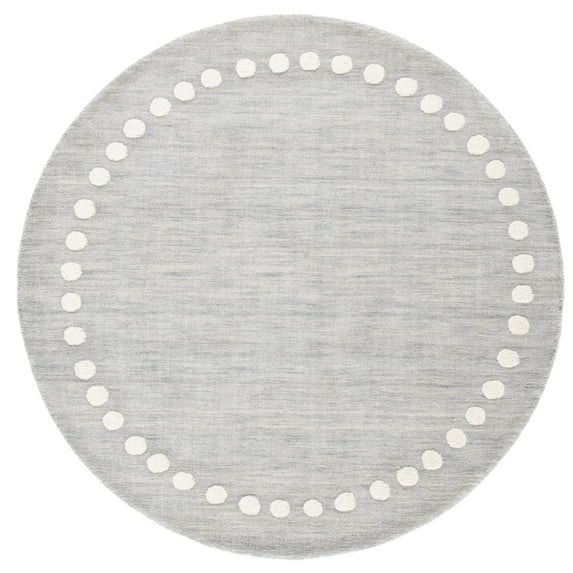 SAFAVIEH Kids Dotted Border Area Rug, Grey, 3' x 3' Round