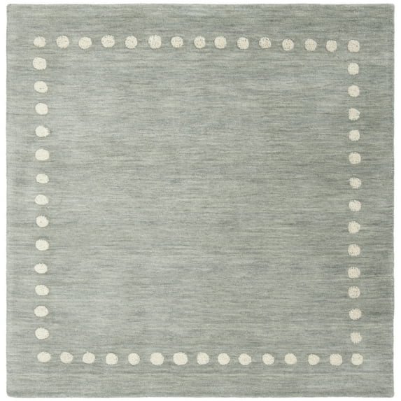 SAFAVIEH Kids Dotted Border Area Rug, Grey, 7' x 7' Square