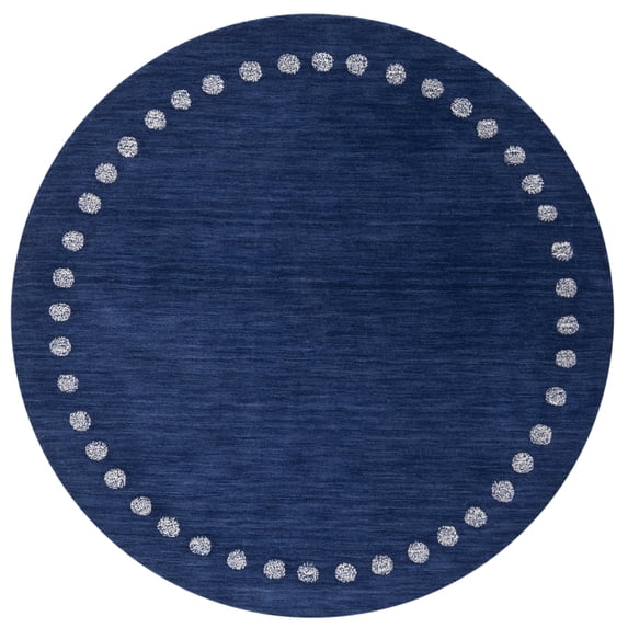 SAFAVIEH Kids Dotted Border Area Rug, Navy, 3' x 3' Round