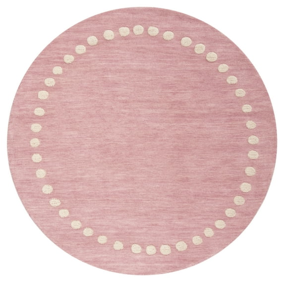 SAFAVIEH Kids Dotted Border Area Rug, Pink, 3' x 3' Round