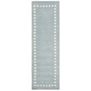 SAFAVIEH Kids Dotted Border Runner Rug, Blue/Ivory, 2'6" x 6'