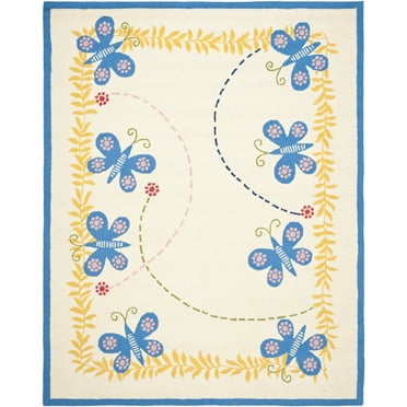 SAFAVIEH Kids Edweena Butterflies Area Rug, Ivory/Blue, 5' x 8'