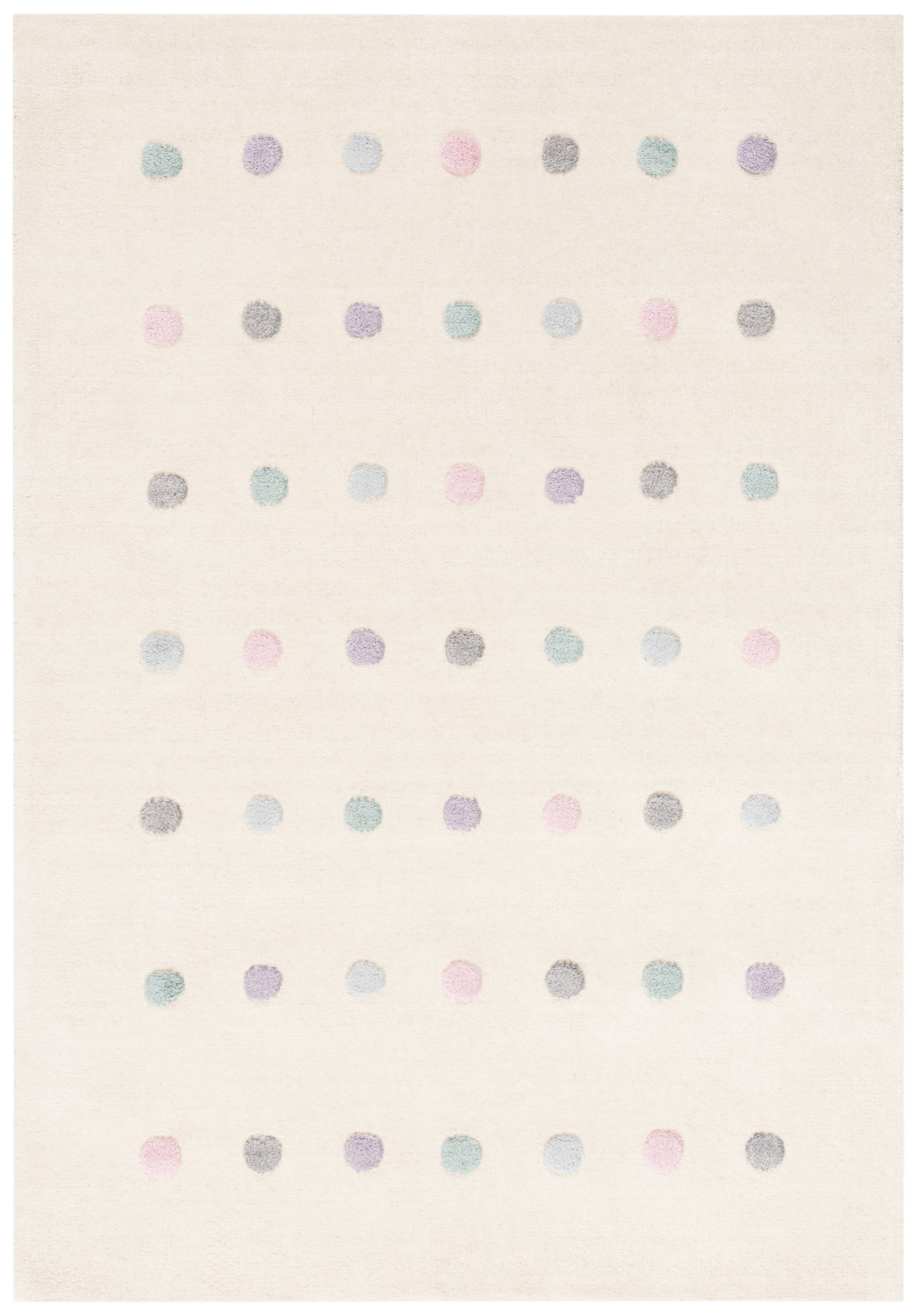 Ivory Hand-Tufted Wool Kids' Polka Dot Rug, 3' x 5'