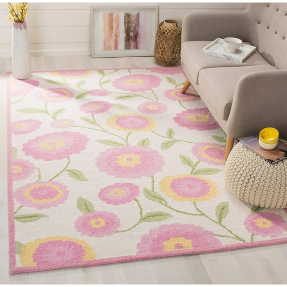 SAFAVIEH Kids Ethelinda Floral Area Rug, Ivory/Pink, 5' x 8'