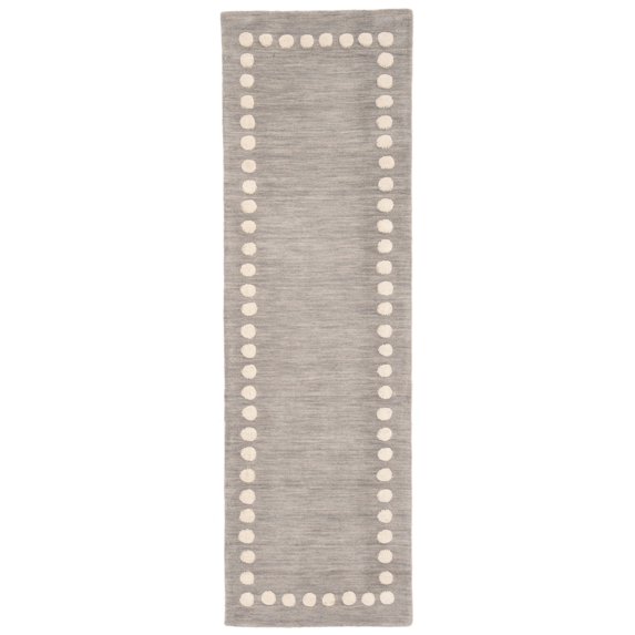 SAFAVIEH Kids Fiona Solid Bordered Wool Runner Rug, Grey, 2'6" x 8'