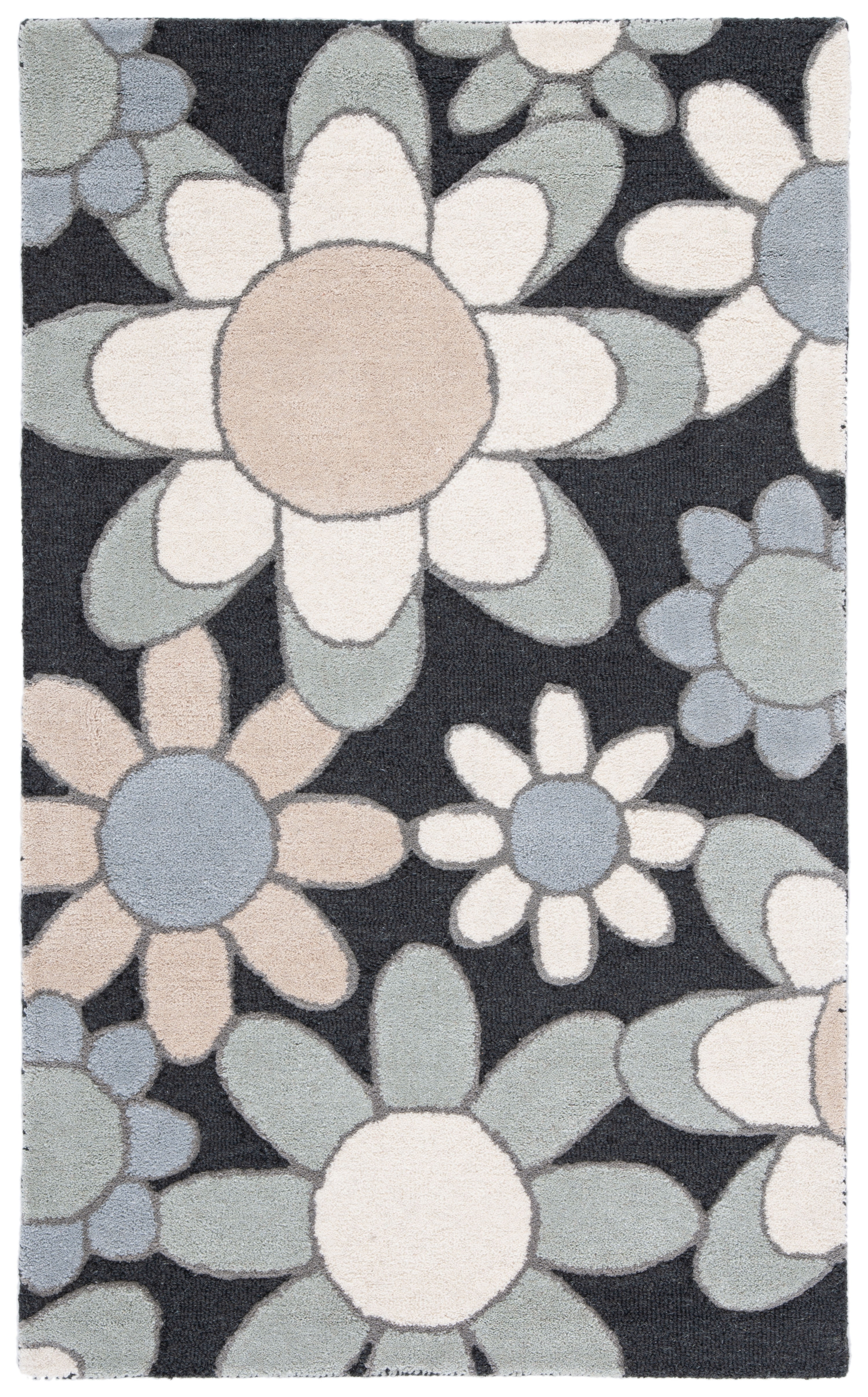 SAFAVIEH Kids Floral Flower Bursts Area Rug, Charcoal/Ivory, 4' x 6'