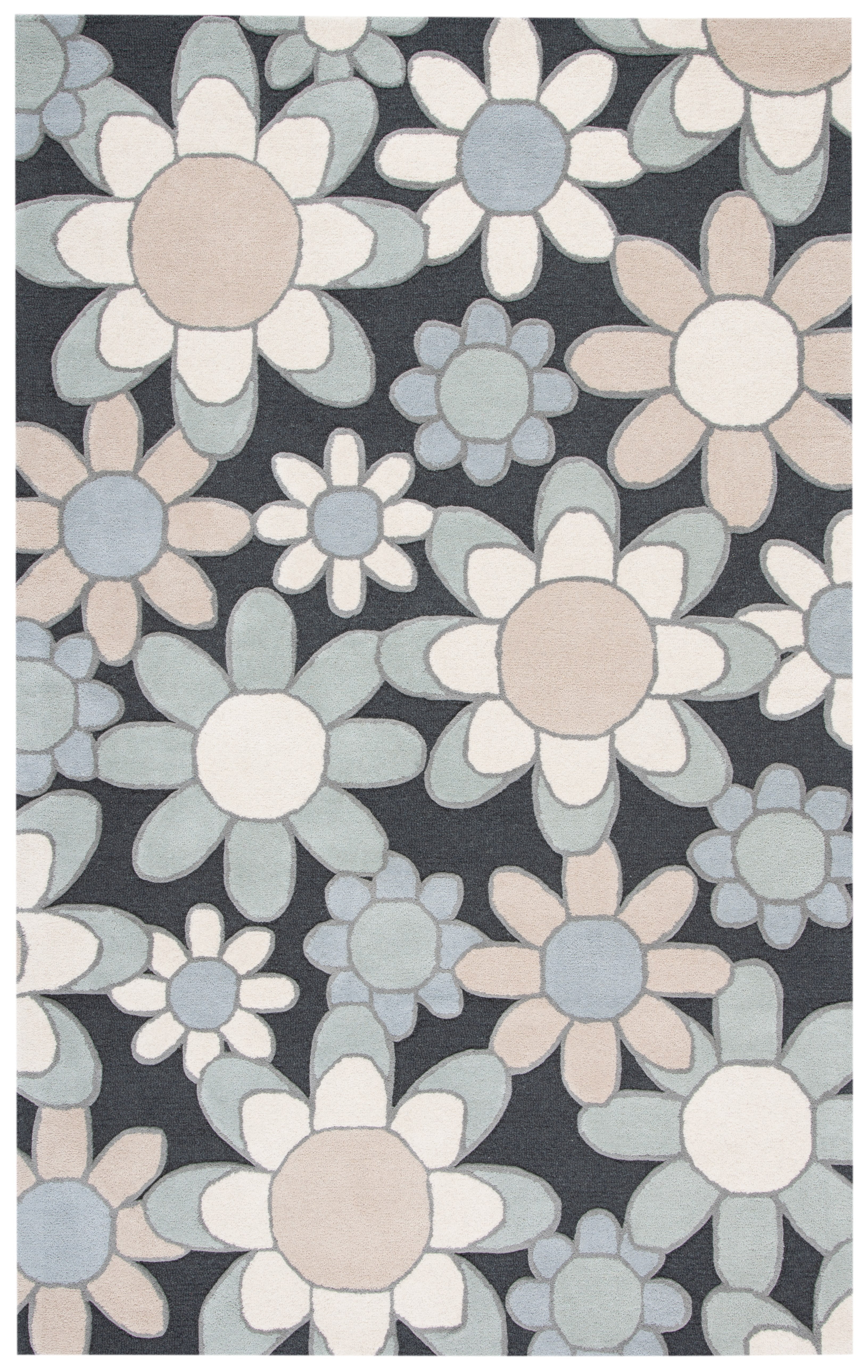 SAFAVIEH Kids Floral Flower Bursts Area Rug, Charcoal/Ivory, 5' x 8'