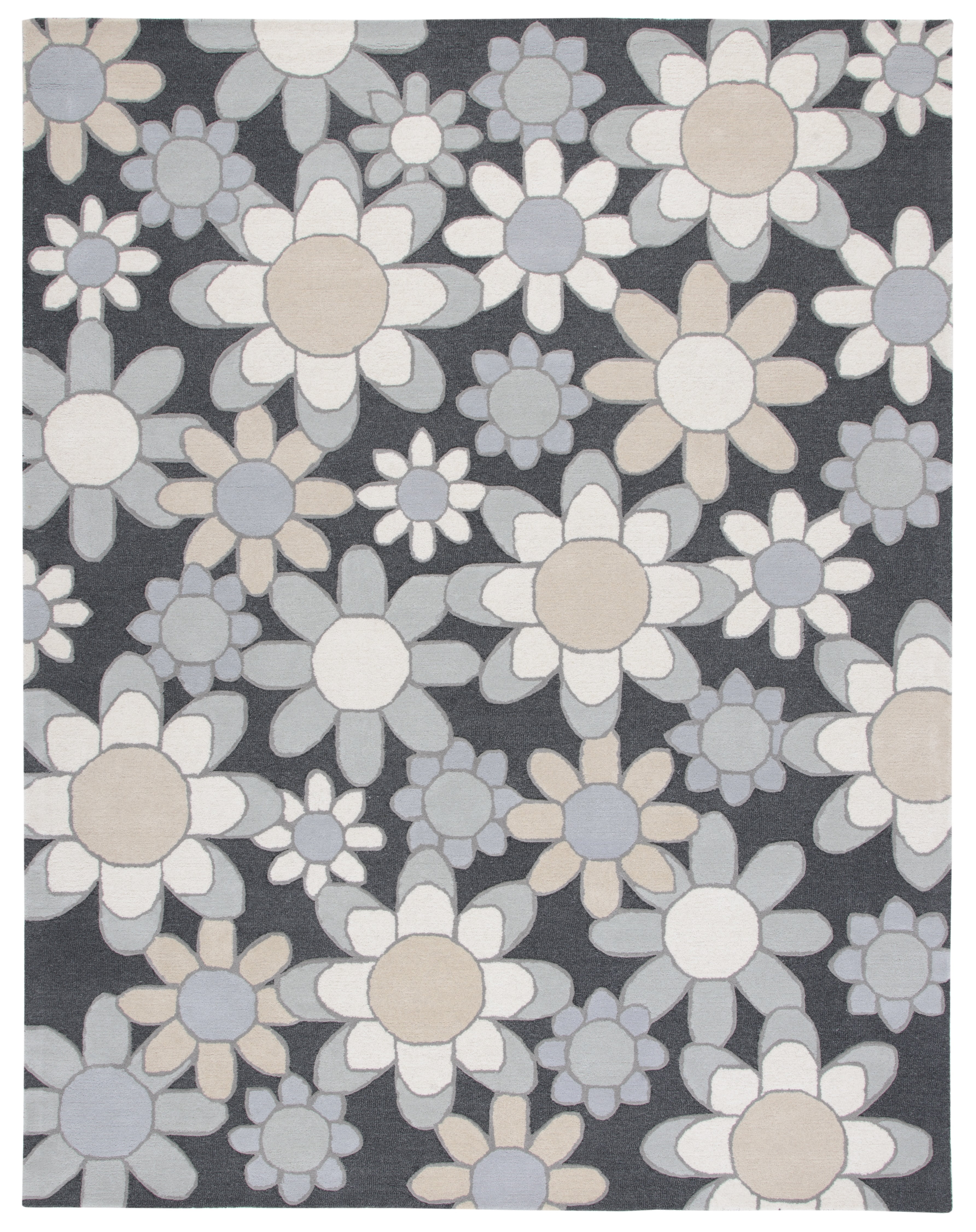 SAFAVIEH Kids Floral Flower Bursts Area Rug, Charcoal/Ivory, 8' x 10'