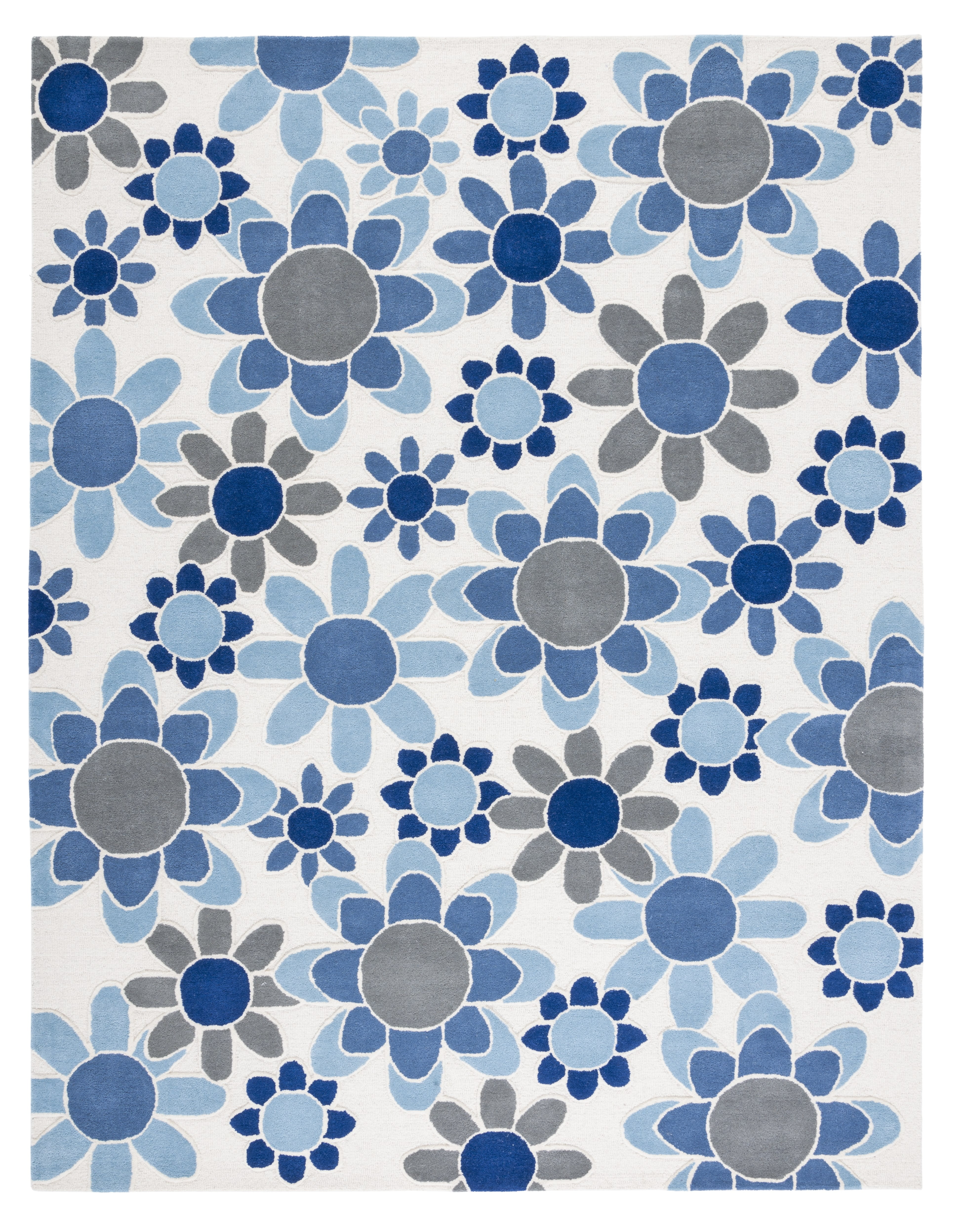 SAFAVIEH Kids Floral Flower Bursts Area Rug, Ivory/Blue, 8' x 10'