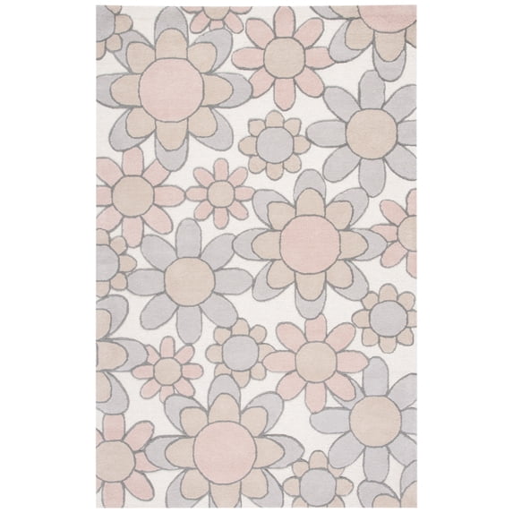 SAFAVIEH Kids Floral Flower Bursts Area Rug, Ivory/Pink, 5' x 8'