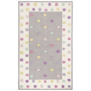SAFAVIEH Kids Fredrick Polka Dots Wool Area Rug, Grey/Multi, 3' x 5'