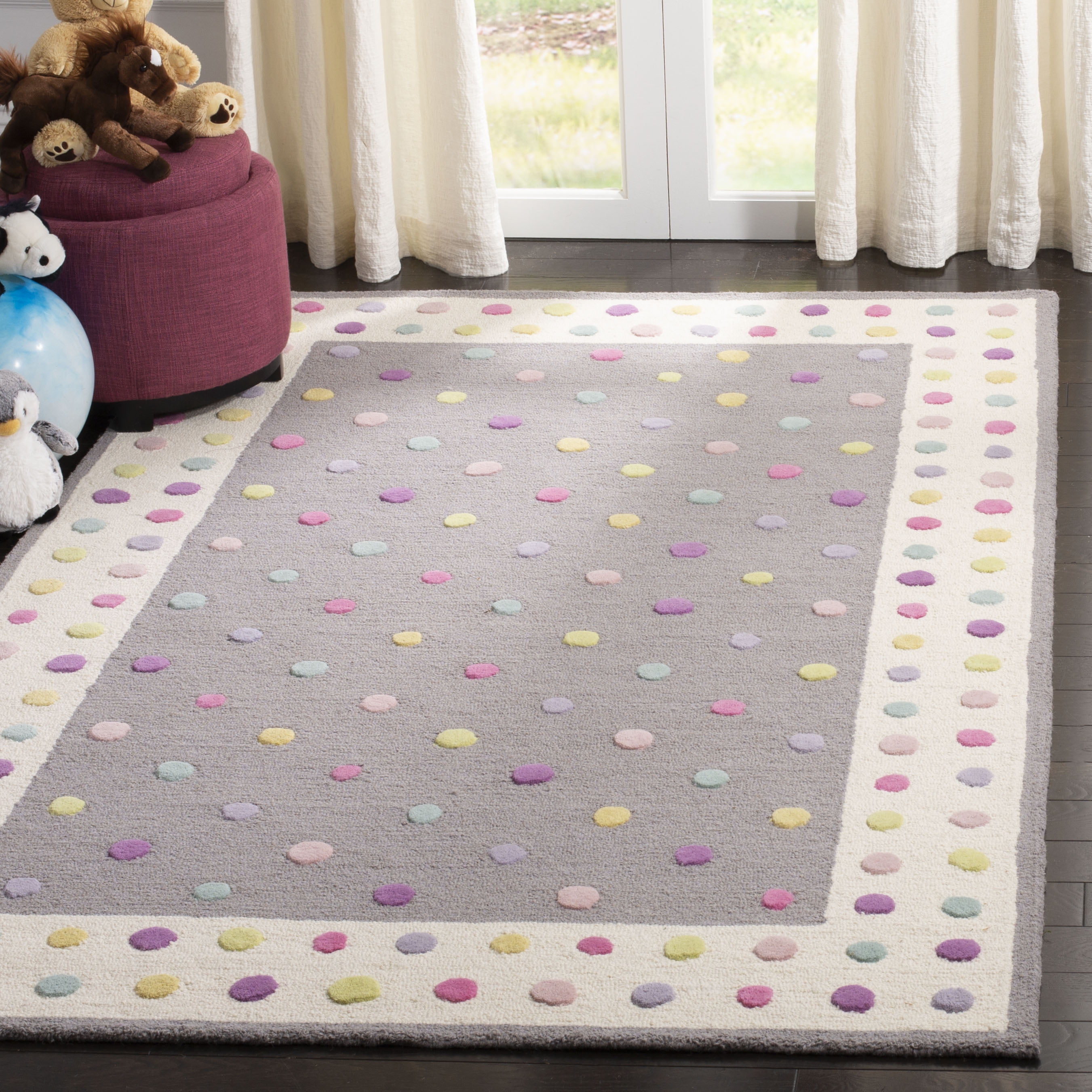 Gray and White Hand-Tufted Wool Kids' Area Rug