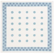 SAFAVIEH Kids Geometric Polka Dots and Squares Area Rug, Ivory/Blue, 5' x 5' Square