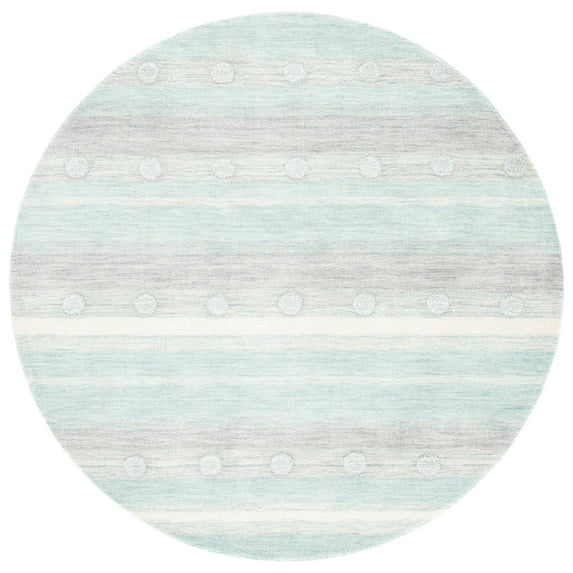 SAFAVIEH Kids Dots Gradient Striped Area Rug, Aqua/Ivory, 5' x 5' Round