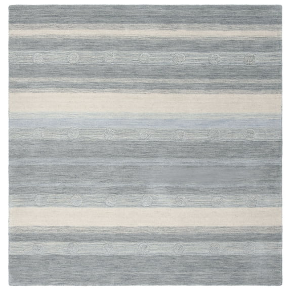 SAFAVIEH Kids Dots Gradient Striped Area Rug, Grey/Ivory, 5' x 5' Square