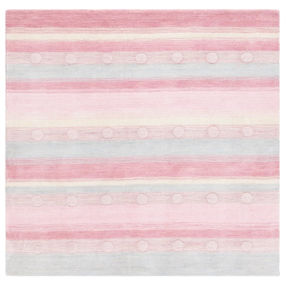 SAFAVIEH Kids Dots Gradient Striped Area Rug, Light Blue/Pink, 5' x 5' Square