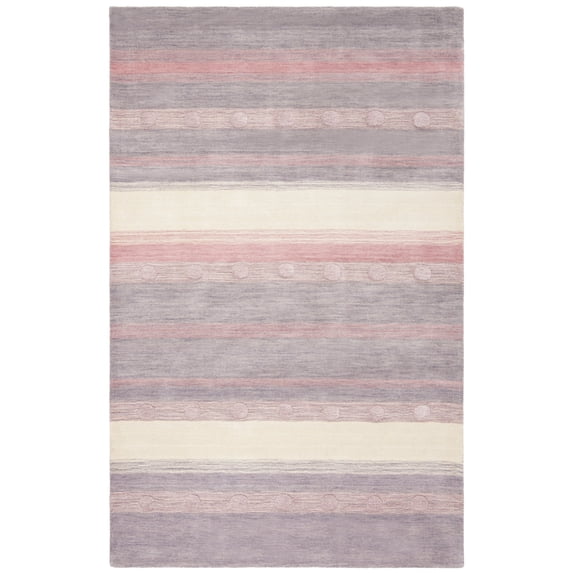 SAFAVIEH Kids Dots Gradient Striped Area Rug, Light Purple/Ivory, 6' x 9'