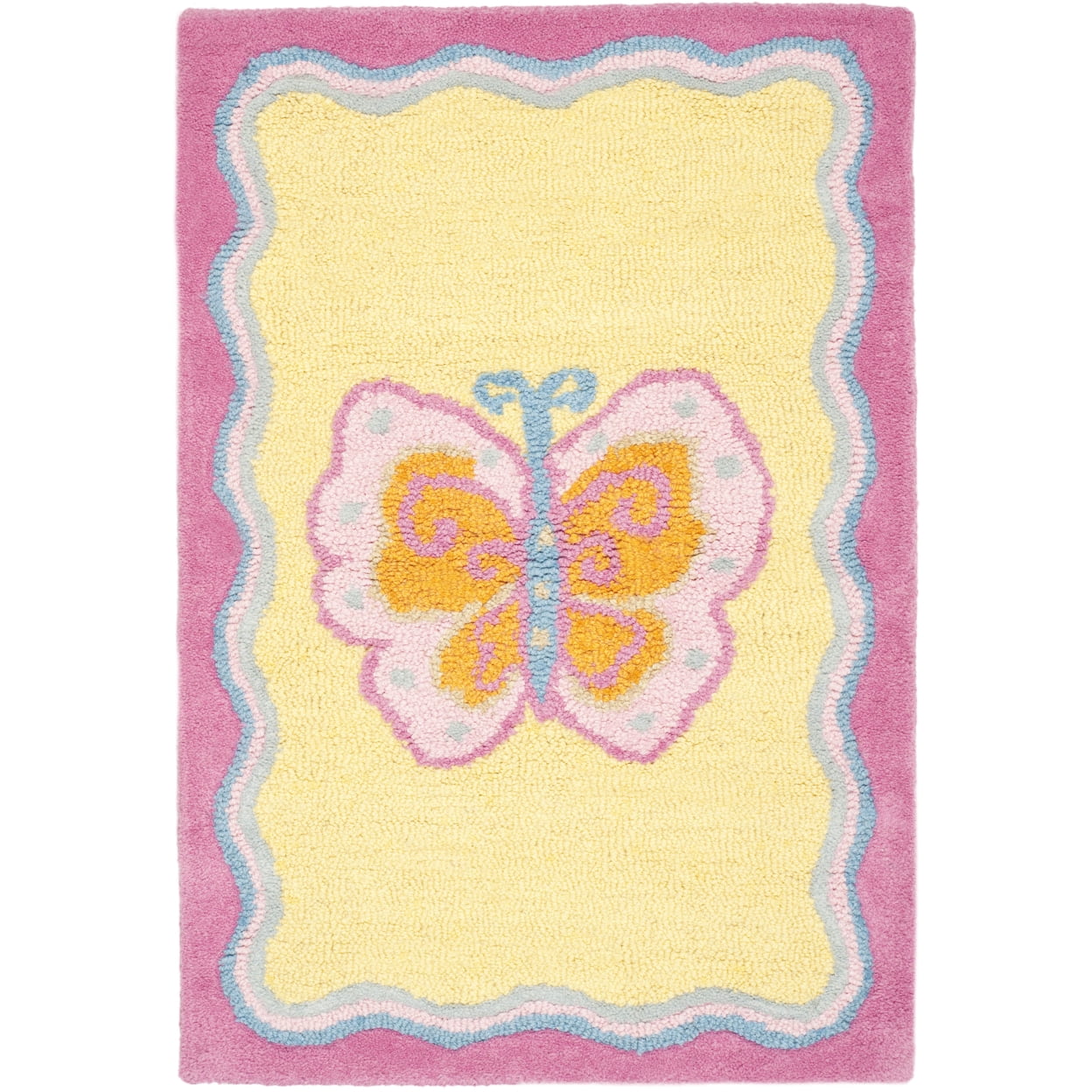 Pink Butterfly Rugs SAFAVIEH Kids Jazmyn Butterflies Area Rug, Multi/Pink, 4' x 4' Round ...