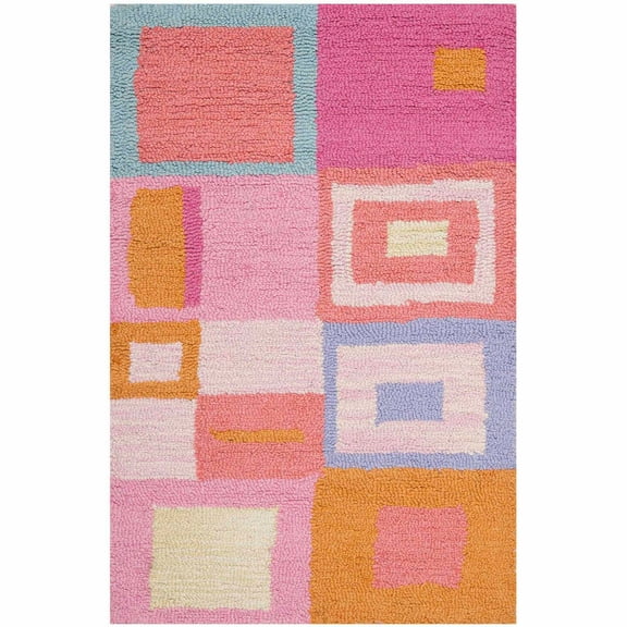 SAFAVIEH Kids Jennica Geometric Boxes Area Rug, Pink/Multi, 2' x 3'