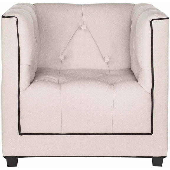 SAFAVIEH Kids Little Decorator Linen Club Chair, Taupe/Black