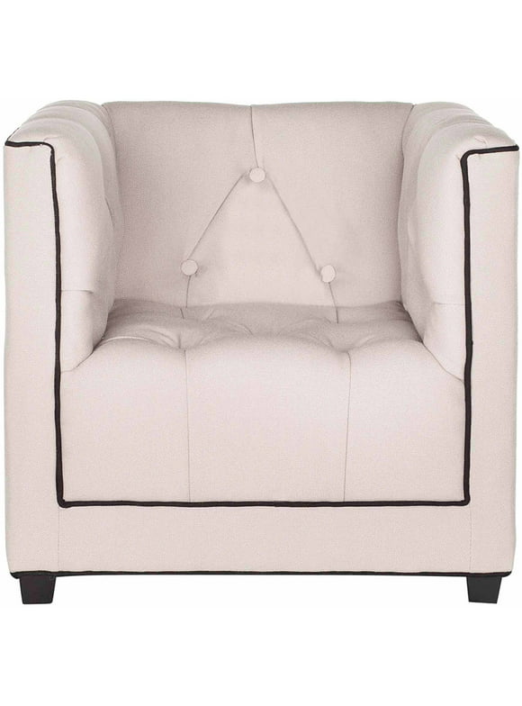 SAFAVIEH Kids Little Decorator Linen Club Chair, Taupe/Black