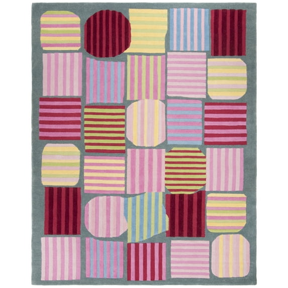 SAFAVIEH Kids Melany Geometric Striped Area Rug, Blue/Multi, 8' x 10'