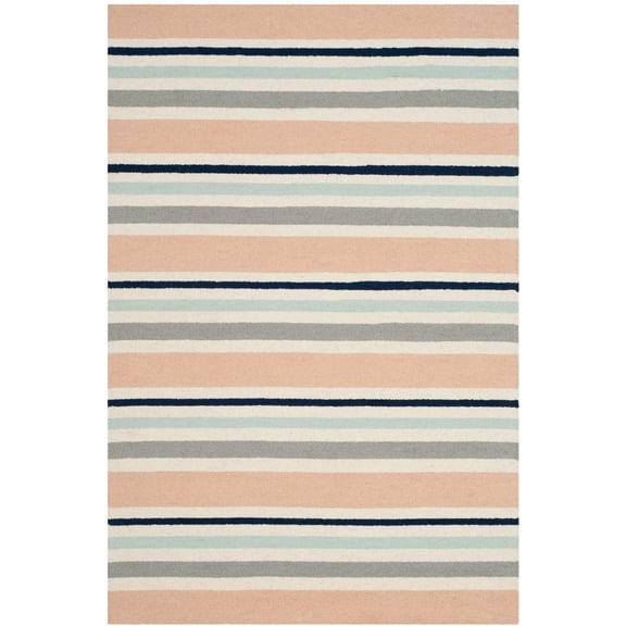 SAFAVIEH Kids Multi Striped Wool Area Rug, Ivory/Multi, 3' x 5'