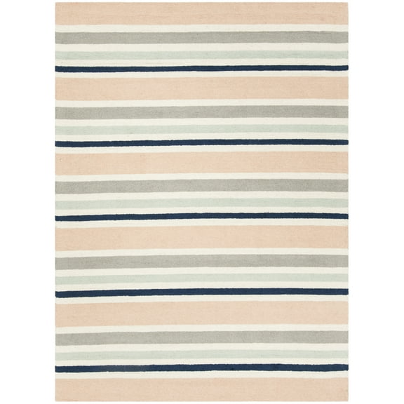 SAFAVIEH Kids Multi Striped Wool Area Rug, Ivory/Multi, 6' x 9'