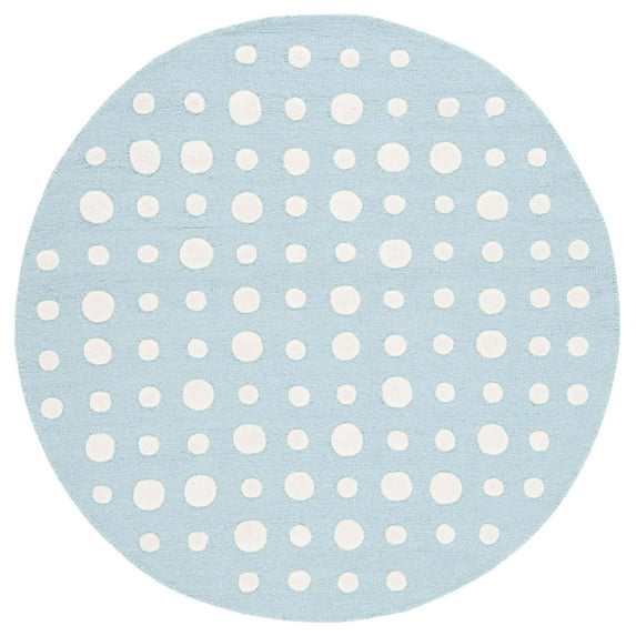 SAFAVIEH Kids Neutral Polka Dots Area Rug, Blue/Ivory, 5' x 5' Round