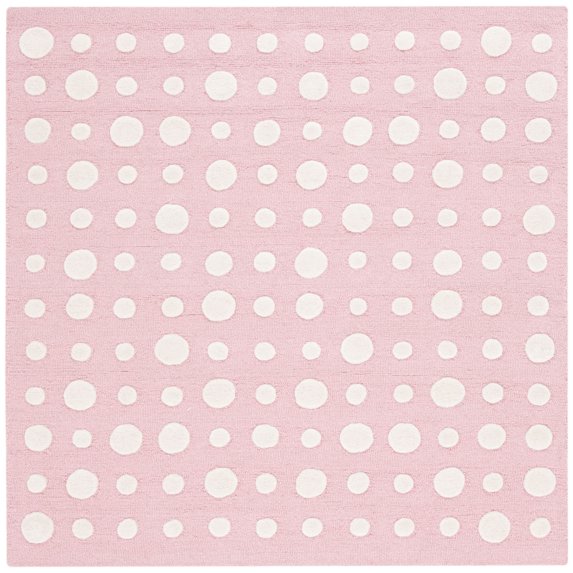 SAFAVIEH Kids Neutral Polka Dots Area Rug, Pink/Ivory, 5' x 5' Square