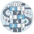 thumbnail image 1 of SAFAVIEH Kids Playhouse City Hopscotch Machine Washable Area Rug, Grey/Blue, 6'7" x 6'7" Round, 1 of 5