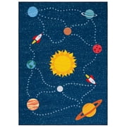 SAFAVIEH Kids Playhouse Solar System Machine Washable Area Rug, Navy/Gold, 2'2" x 4'