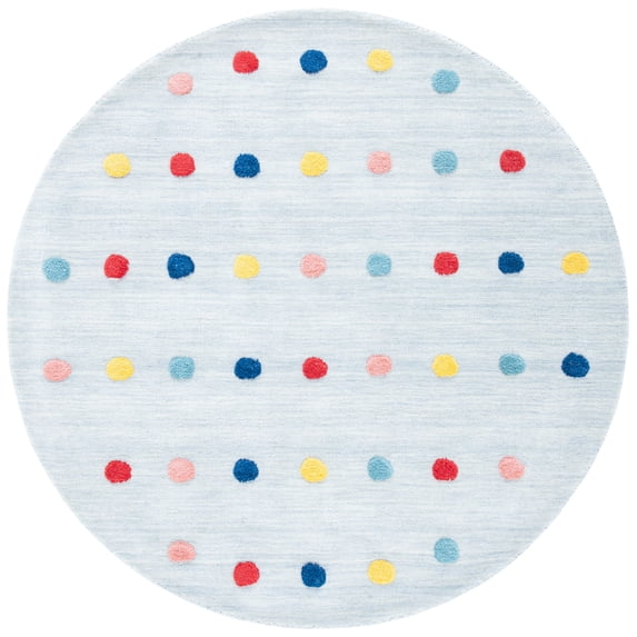 SAFAVIEH Kids Polka Dots Stripes Area Rug, Grey, 5' x 5' Round