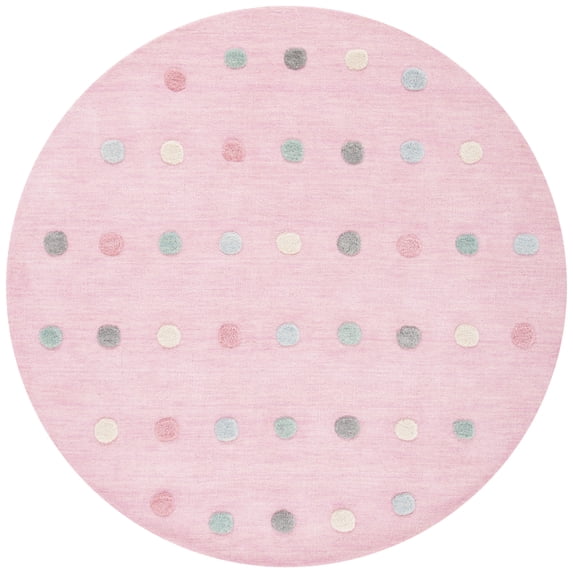 SAFAVIEH Kids Polka Dots Stripes Area Rug, Light Pink, 5' x 5' Round