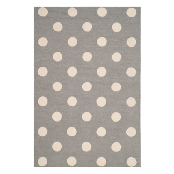 SAFAVIEH Kids Polka Dots Wool Area Rug, Grey/Ivory, 3' x 5'