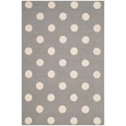 SAFAVIEH Kids Polka Dots Wool Area Rug, Grey/Ivory, 4' x 6'
