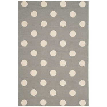 SAFAVIEH Kids Polka Dots Wool Area Rug, Grey/Ivory, 4' x 6'
