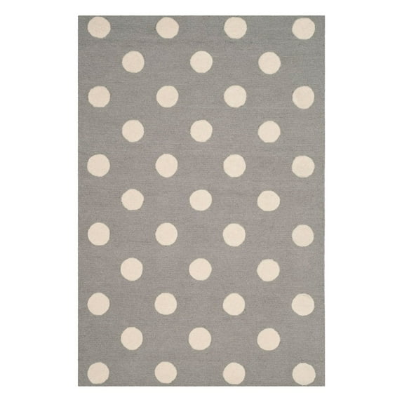 SAFAVIEH Kids Polka Dots Wool Area Rug, Grey/Ivory, 5' x 7'
