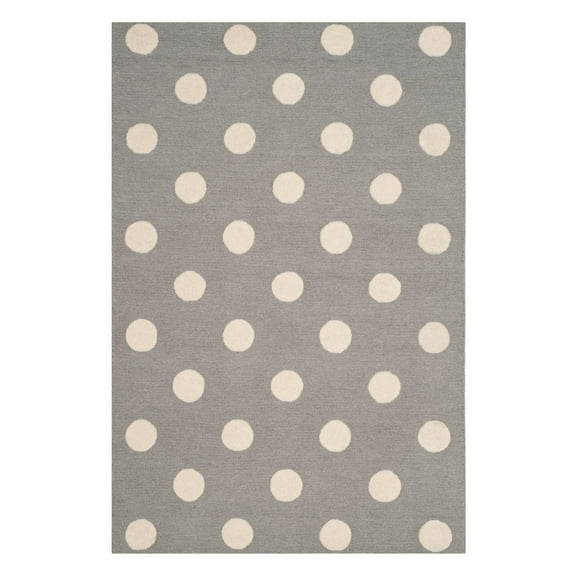 SAFAVIEH Kids Polka Dots Wool Area Rug, Grey/Ivory, 5' x 7'