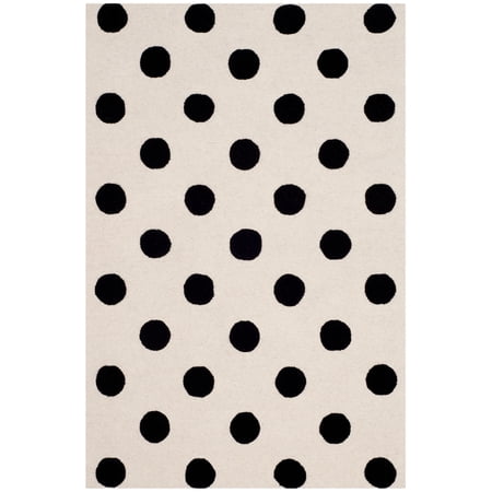 SAFAVIEH Kids Polka Dots Wool Area Rug, Ivory/Black, 3' x 5'