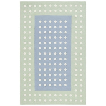 SAFAVIEH Kids Polka Dotted Borders Area Rug, Blue/Green, 3' x 5'